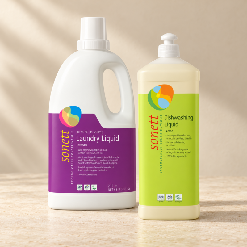 Sonett Laundry Lavender 2 L and Dishwashing Liquid 1 L set